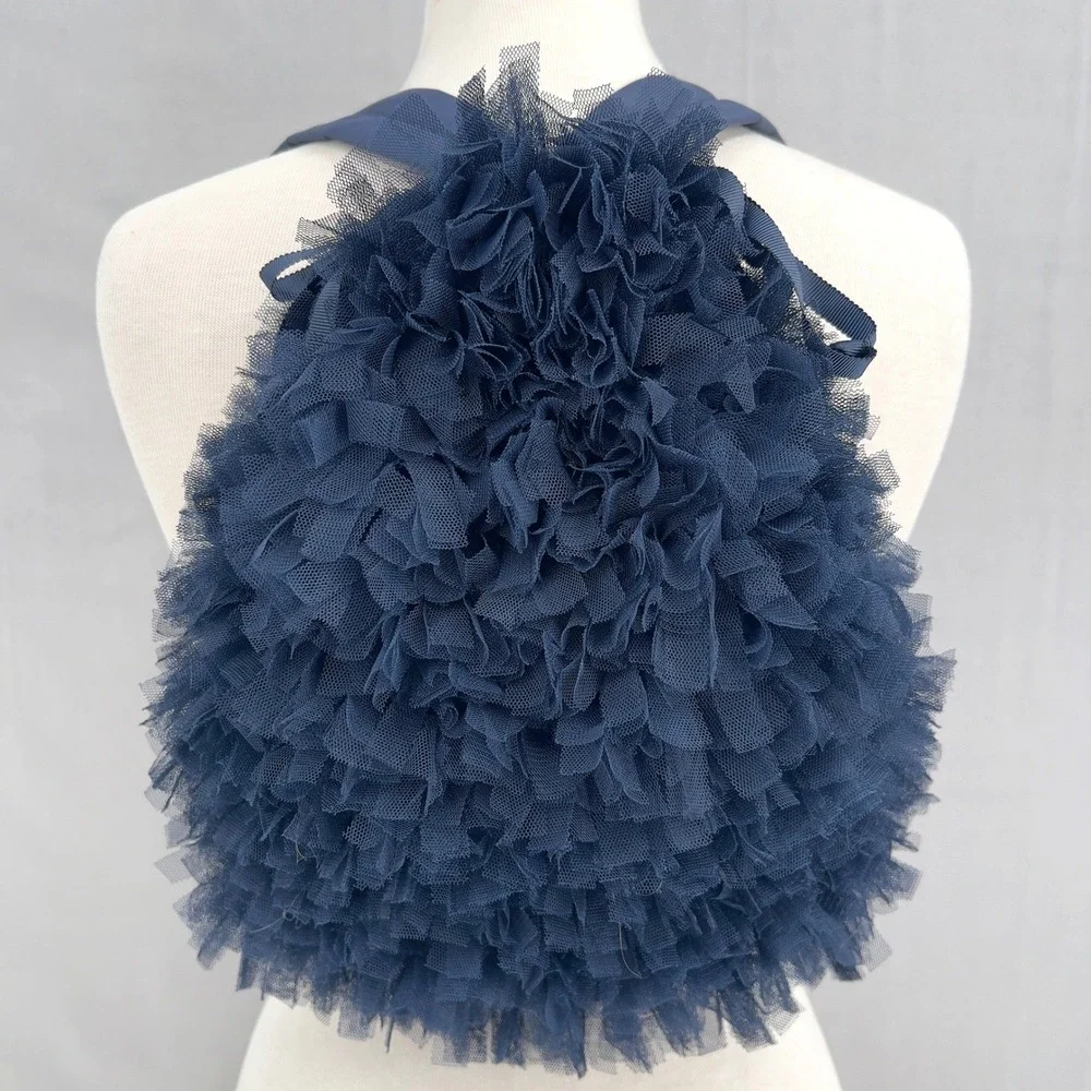 J Crew Crewcuts Tulle Ruffle Drawstring Backpack‎ Navy Blue Whimsical Fairycore